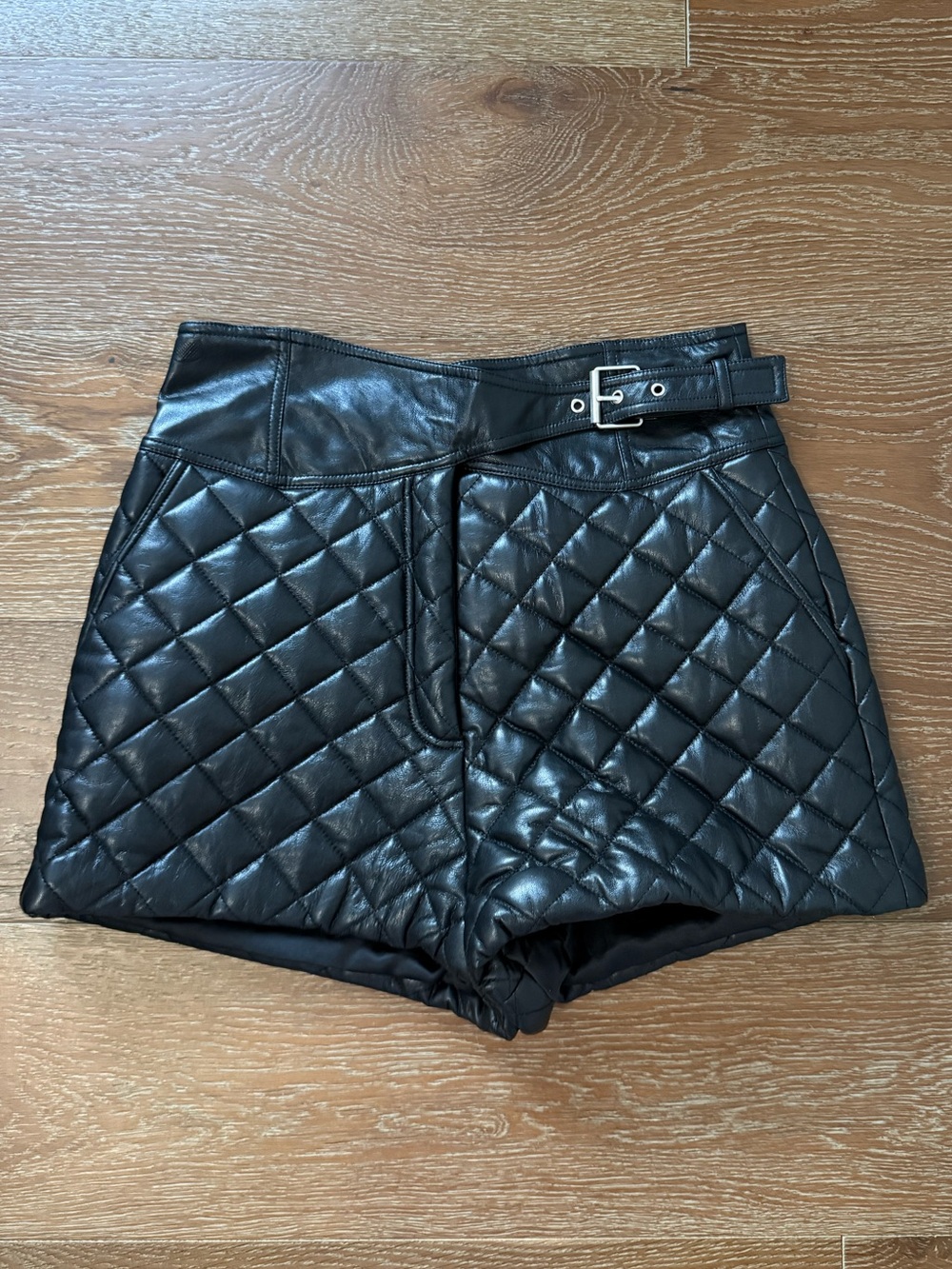 Tularosa Black Faux Leather Shorts